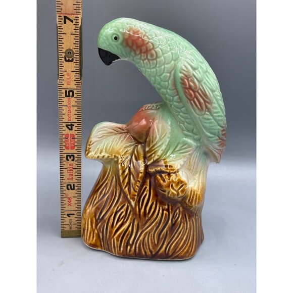 Vintage Ceramic Parrot Figurine 7" Tall Hand-Painted Mid-Century Decor Brazil - Picture 6 of 6